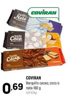 Coviran Coviran barquillo cacao coco o nata oferta