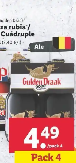 Lidl Cerveza gulden draak 9000 cuádruple oferta