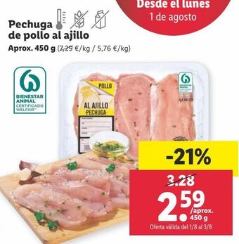 Lidl Pechuga de pollo al ajillo oferta