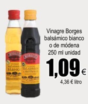 FROIZ Vinagre Borges balsámico bianco o de módena 250 ml unidad oferta