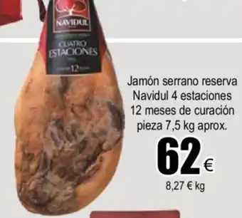 FROIZ Navidul Jamón serrano reserva 4 estaciones 12 meses de curación pieza 7,5 kg aprox. oferta