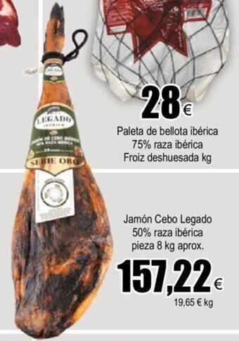 FROIZ Jamón Cebo Legado 50% raza ibérica pieza 8 kg aprox. oferta