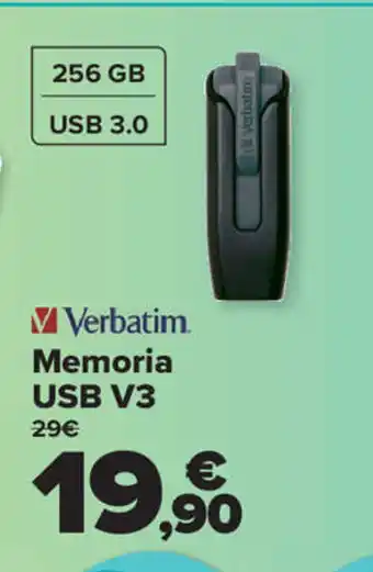 Carrefour Verbatim Memoria USB V3 256 GB oferta