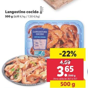Lidl Langostino cocido oferta