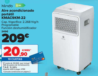 Carrefour klindo Aire acondicionado portátil KMAC9KM - 22 oferta