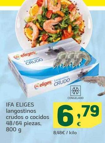 HiperDino Ifa eliges langostinos crudos o cocidos 48-64 piezas oferta