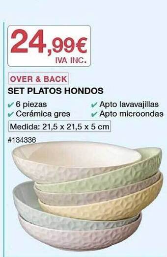 Costco Over & back set platos hondos oferta