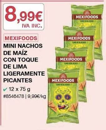 Costco Mexifoods mini nachos de maíz con toque de lima ligeramente picantes oferta