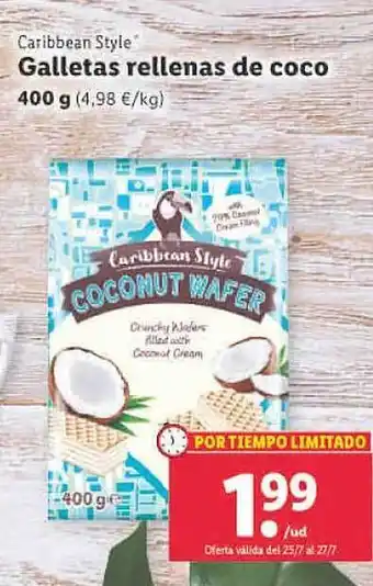 Lidl Caribbean style galletas rellenas de coco oferta