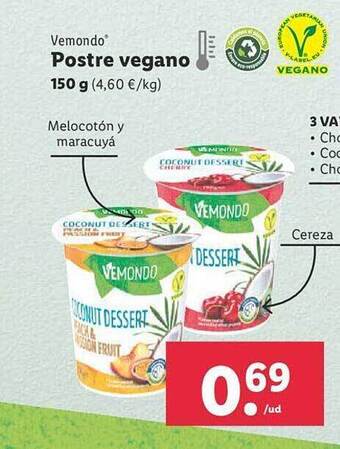 Lidl Vemondo postre vegano oferta