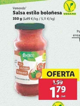 Lidl Vemondo salsa estilo boloñesa oferta