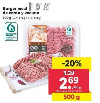 Lidl Burger meat de cerdo y vacuno oferta