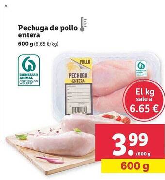 Lidl Pechuga de pollo entera oferta
