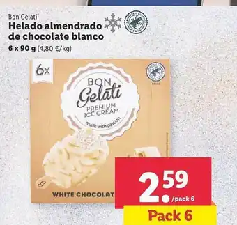 Lidl Bon gelati helado almendrado de chocolate blanco oferta