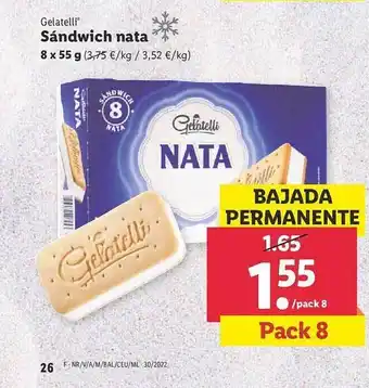 Lidl Gelatelli sándwich nata oferta