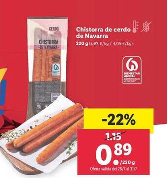Lidl Chistorra de cerdo de navarra oferta