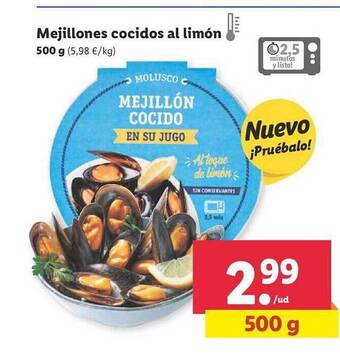 Lidl Mejillones cocidos al limón oferta