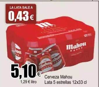 FROIZ Cerveza mahou lata 5 estrellas oferta