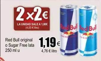 FROIZ Red bull original o sugar free lata oferta