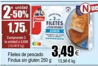FROIZ 2a unidad -50% filete de pescado findus sin gluten oferta