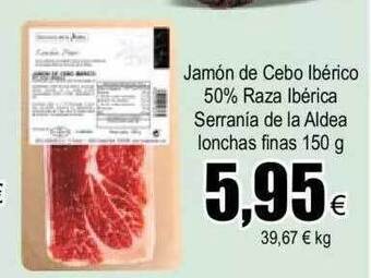 FROIZ Jamón de cebo ibérico 50% raza ibérica serranía de la aldea lonchas finas oferta