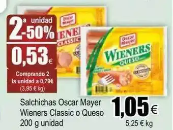 FROIZ 2a unidad -50% salchichas oscar mayer wieners classic o queso oferta