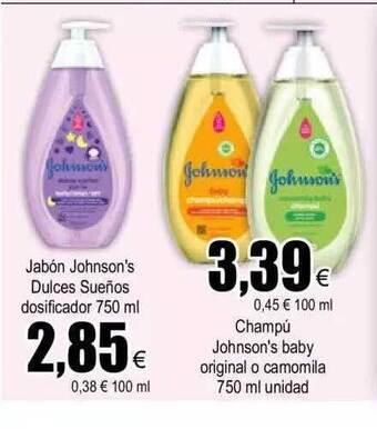 FROIZ Jabón johnson's dulces sueños dosificador oferta