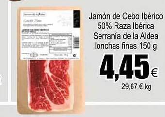 FROIZ Jamón de cebo ibérico 50% raza ibérica serranía de la aldea lonchas finas oferta