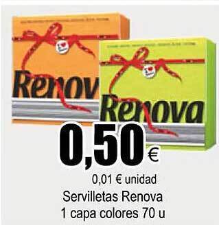 FROIZ Servilletas renova 1 capa colores oferta
