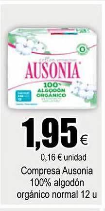 FROIZ Compresa ausonia 100% algodón orgánico normal oferta