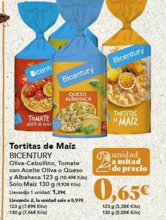 Gadis Tortitas de maiz bicentury oferta