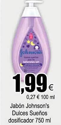 FROIZ Jabón johnson's dulces sueños dosificador oferta
