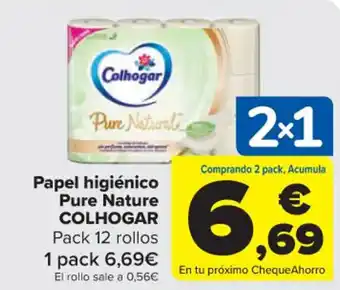 Carrefour Colhogar Papel Higiénico Pure Nature Pack 12 Rollos oferta