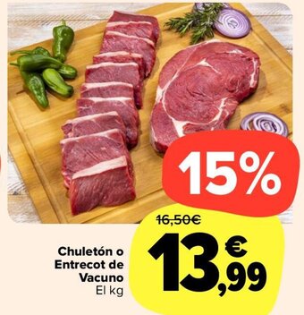 Carrefour Chuletón o Entrecot de Vacuno El Kg oferta
