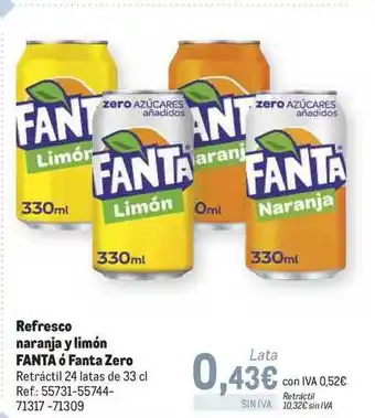 Makro Refresco naranja y limón Fanta ó Fanta Zero 330ml oferta