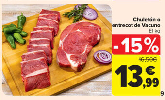 Carrefour Chuletón o Entrecot de Vacuno El Kg oferta