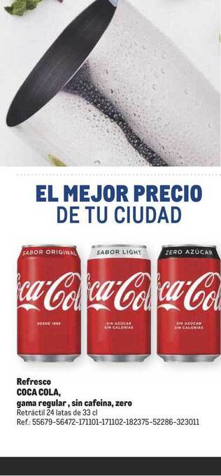 Makro Refresco Coca Cola, gama regular, sin cafeina, zero oferta