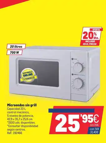 Makro Microondas sin grill oferta