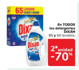Carrefour Dixán En Todos los detergentes 65 y 60 lavados oferta