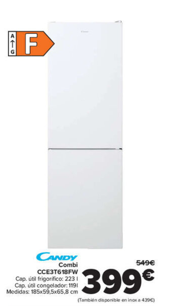 Carrefour Candy Combi CCE3T618FW oferta