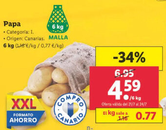 Lidl Papa 6 kg Malla oferta