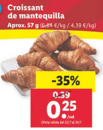 Lidl Croissant de mantequilla Aprox. 57 g oferta