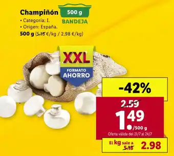 Lidl Champiñón 500 g Bandeja oferta