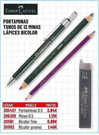 Carlin Portaminas tubos de 12 minas lápices bicolor faber castell oferta