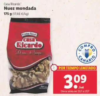 Lidl Casa Ricardo Nuez mondada 175 g oferta