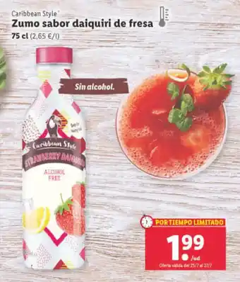 Lidl Caribbean Style Zumo sabor daiquiri de fresa 75 cl oferta