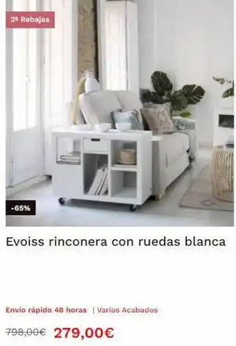 Banak Importa 2 rebajas -65% evoiss rinconera con ruedas blanca envío rápido 48 horas | varios acabados 798,00€ 279,00€ oferta