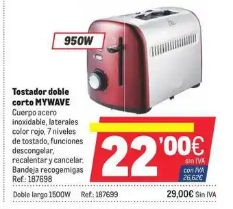 Tostador doble corto MYWAVE