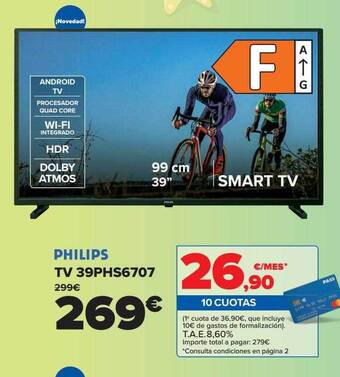 Carrefour Philips tv 39phs6707 oferta