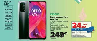 Carrefour Oppo smartphone libre a74 5g oferta